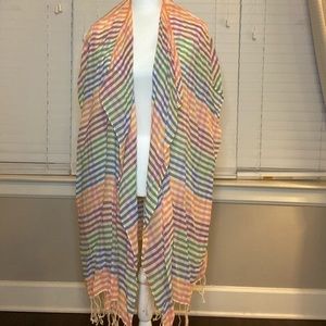 J. Crew Darlene Fringed Rainbow Gingham Coverup